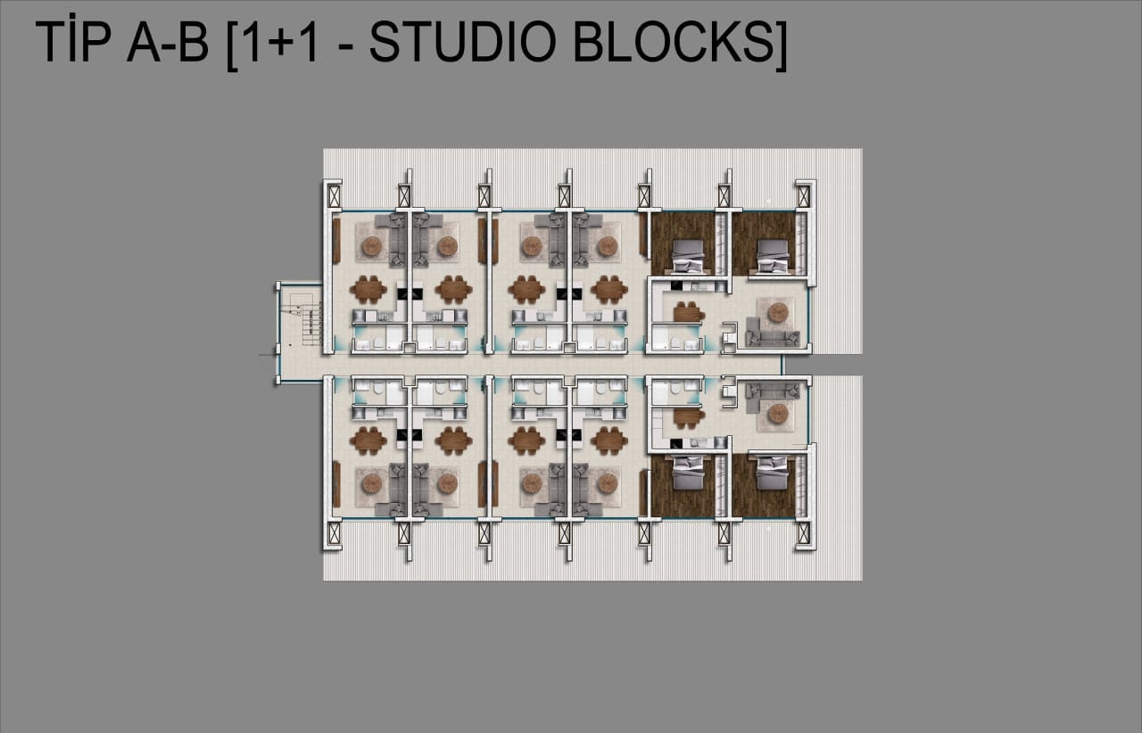 Type A-B 2-Zimmer Studio Blocks